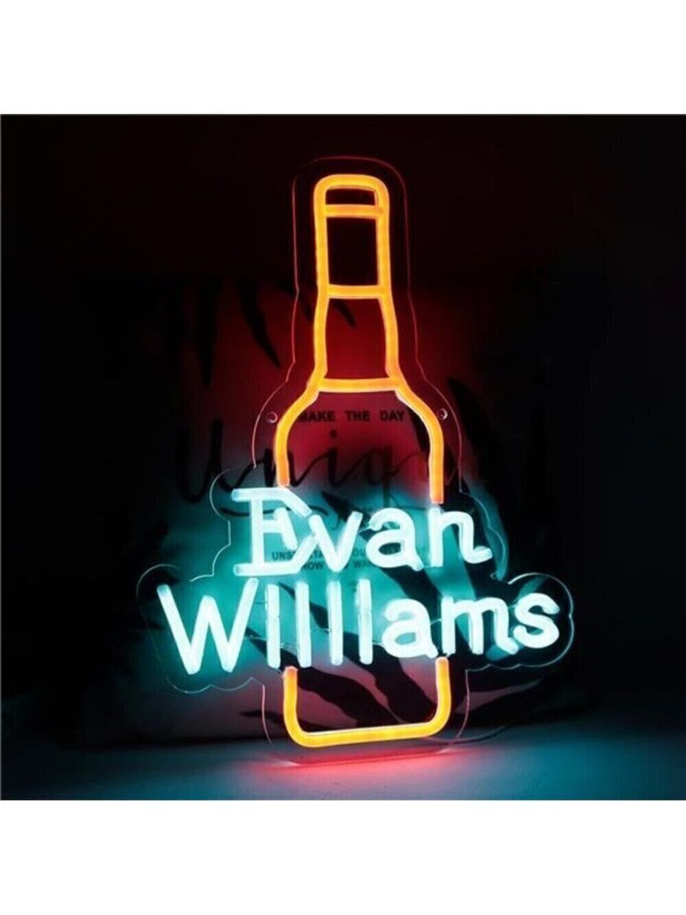 Evan Williams Bourbon Whiskey Neon Sign Bar Pub man Cave Led Light Garage NEW